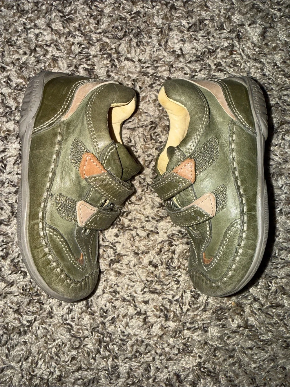 Primigi Olive Green and Brown Leather Baby Walker Shoes